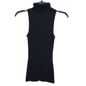 Bebe Women's Y2K Black Sparkle Sleeveless Stretch Rib Knit Turtleneck Top Size M